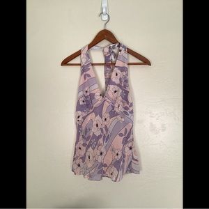 Shelli Segal Y2K Silk Floral Halter Top Size Small🌸
